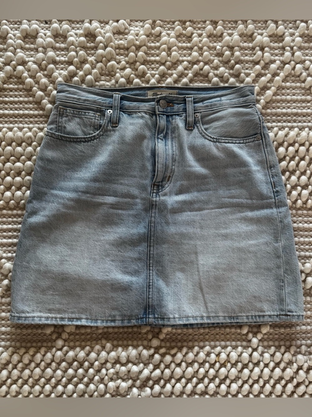 Madewell Light Wash Denim A-Line Mini Skirt